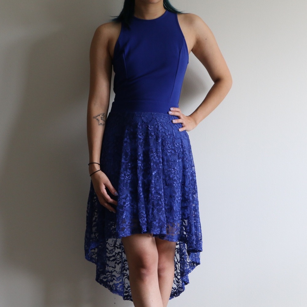 High-low lace dress